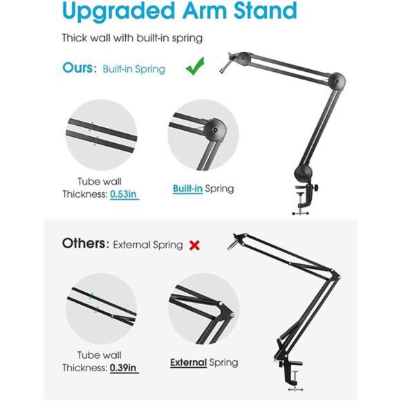 Microphone Arm Stand Adjustable Suspension Boom Scissor Arm Stand Heavy Duty Mic - Picture 2 of 7